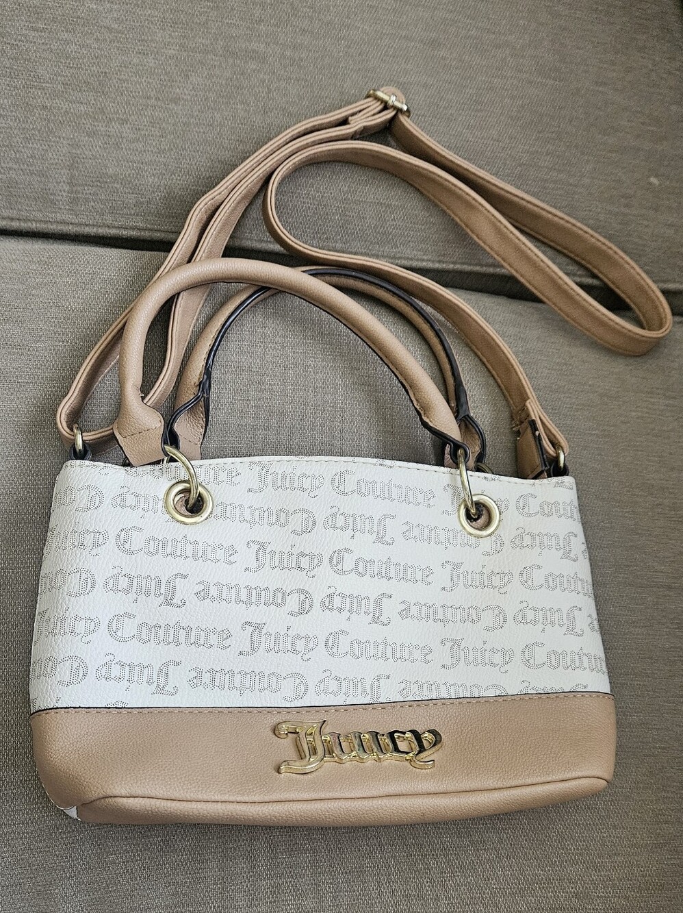 Juicy Couture Dream Satchel Crossbody Shoulder Bag Beige Cream Vintage Y2K Rare